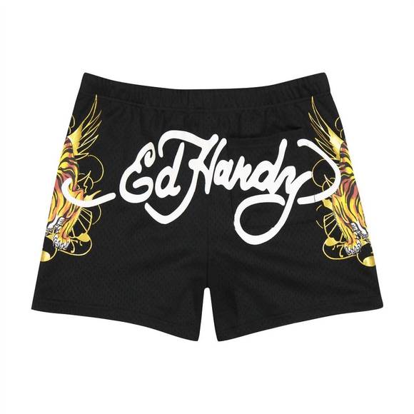 NEW ED HARDY men's crawling tigers short in black - Picture 2 of 2